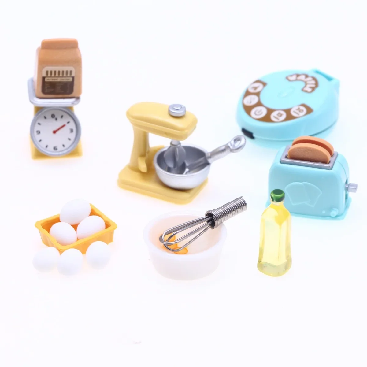 Mini Kitchen Utensils for Doll House, BJD Doll House Furniture, Mini Mixer, Electronic Scale, Toaster Model Set, Girl Gift