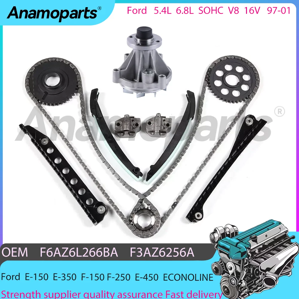 Engine Timing Chain Kit for 97-01 Ford E-150 F-150 E-250 F-350 F-450 ECONOLINE LINCOLN NAVIGATOR 5.4L 6.8L SOHC V8 16V