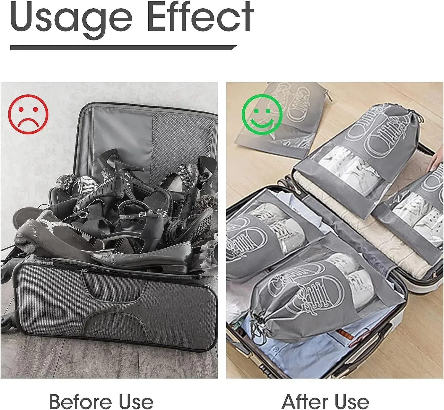 

5/10pcs Shoes Storage Bag Closet Organizer Non Woven Travel Portable Bag Waterproof Pocket Clothing Classified Draw Hanging Bag