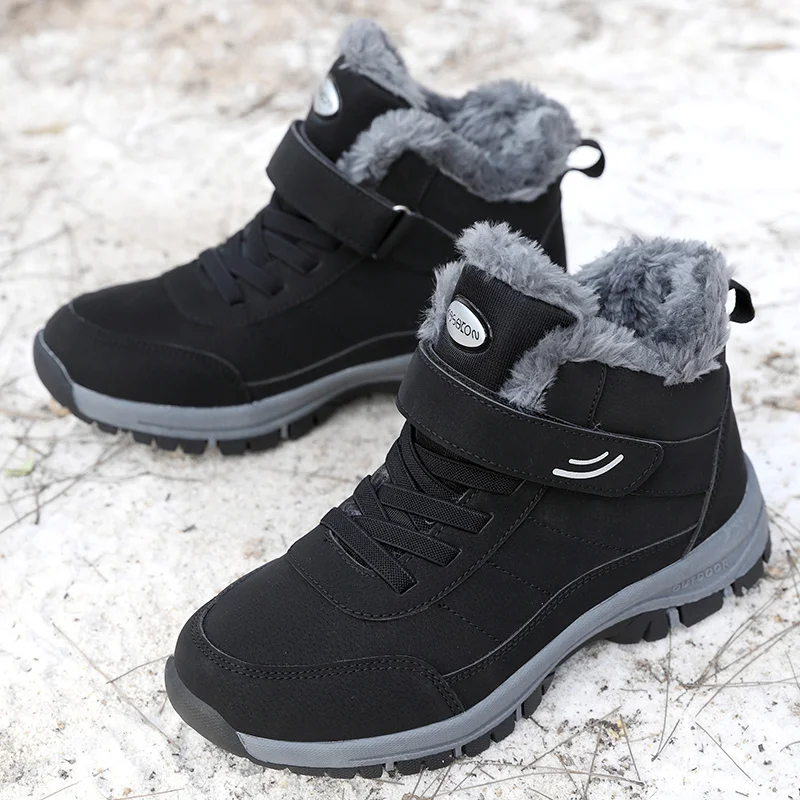 Boots Men\'s Women Slip On Winter Shoes For Men Waterproof Ankle Boots Winter Boots Male Snow Botines 2023 Black Botas Femininas