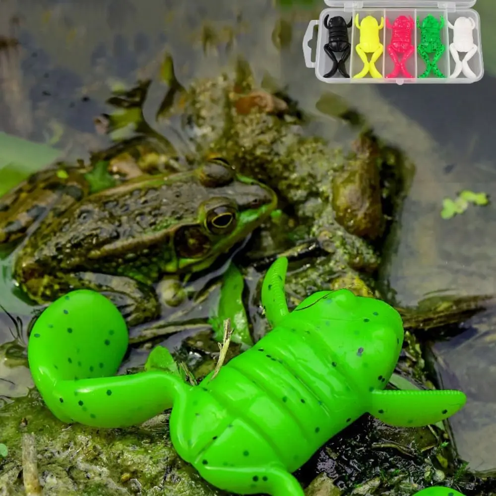 5PCS New TPE Soft Frog Fishing Lures Frog-Like Stance Lure 5g Fishing Gear Product Jigging Lure Mini Frog Bait Outdoor Fishing