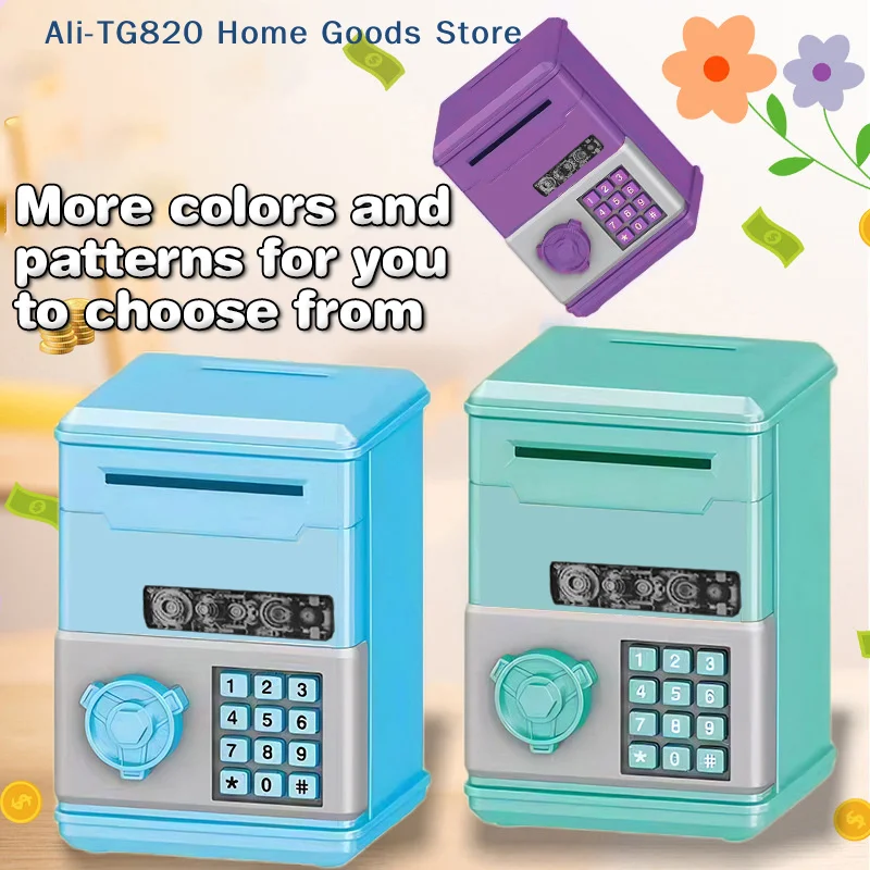 [TG820]Automatic Mini Safe Coins Cash Saving Money Box Password Counter Code Key Lock Coin Bank ATM Child