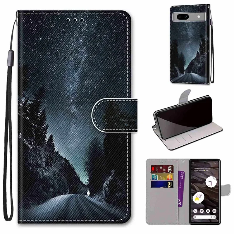 Leather Magnetic Case For Google 8 Pixel 7A 8 7 6 Pixel8 Pro 6A Pixel7 A Pixel7A Phone Cover Flip Wallet Painted Funda Etui 2023