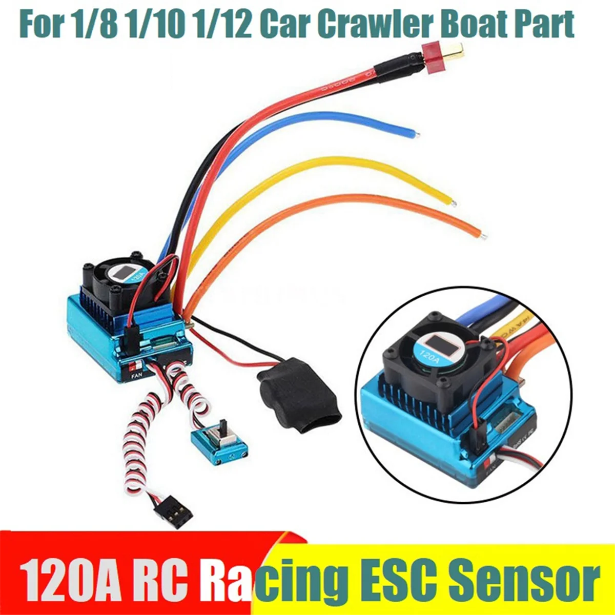 RC Racing ESC 120A Sensor Grote Stroom Snelheidsregelaar RC Auto Accessoires voor 1/8 1/10 1/12 Auto Crawler Boot deel