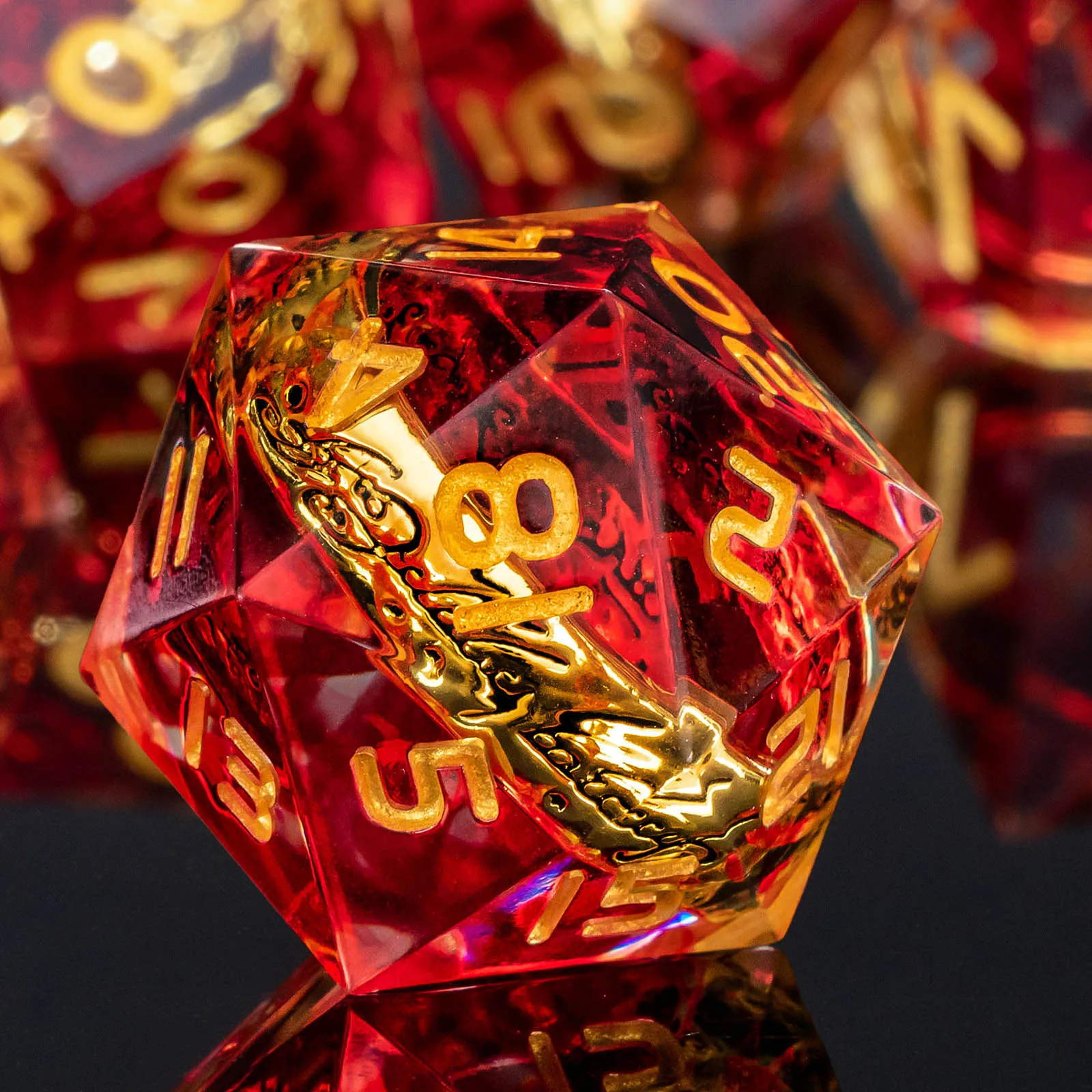 

Набор кубиков Magic Lord Rings, красные кубики для Dungeons and Dragons, набор кубиков LOTR D&D из смолы для ролевых игр, острые кубики D&D