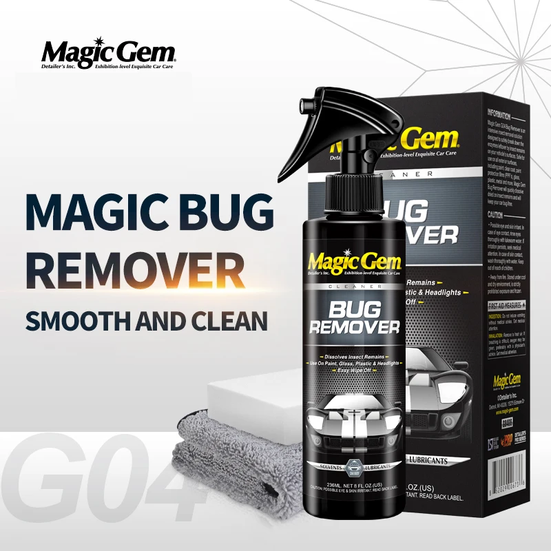 Magic Gem 236ml Powerful Car Bug and Gum Tar Remover for Vehicles MotorcyclesFor Toyota Effective Insect Residue Cleaner Polish