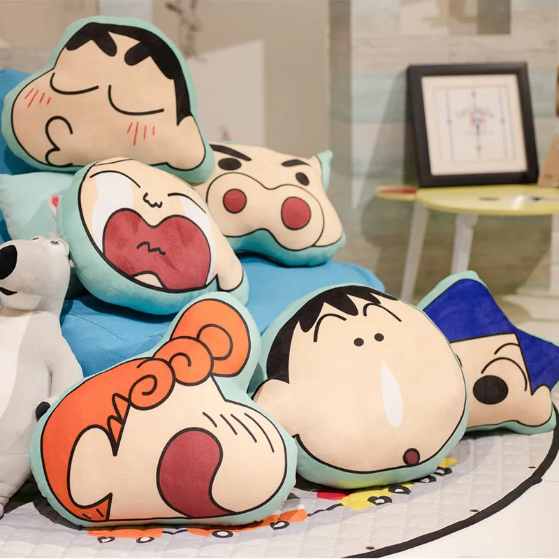 Bandai 38Cm Crayon Shin-Chan Anime Cartoon Plush Printed Cushion Kawaii Sofa Cushion Car Lumbar Support Children's Doll Gift