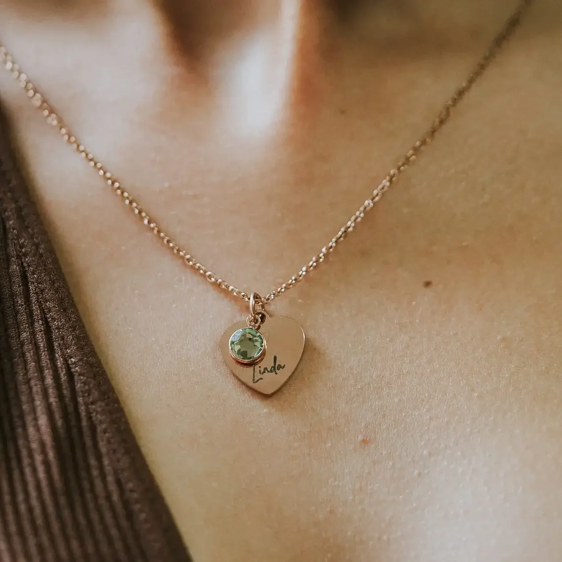 

Customized Personalized Engraved Baby Name Heart Pendant Necklace Birthstone Gemstone Mom Mother's Day Gift for Grandma