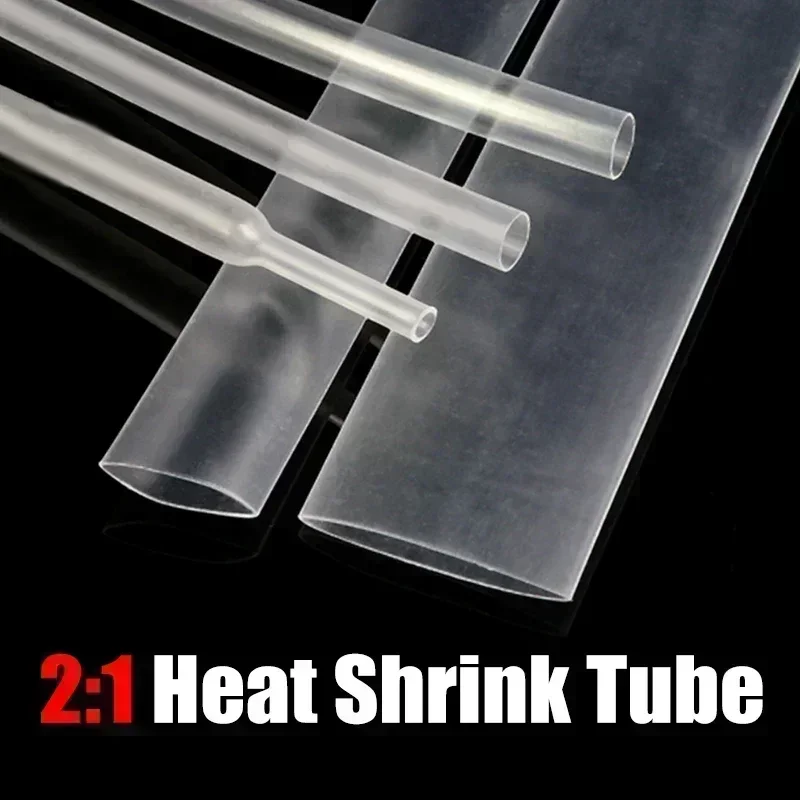 1 Meter Clear 2:1 Heat Shrink Tubeing Dia 1 2 3 4 5 6 7 8 9 10 12 14 16 20 25 30 40 50 mm Cable Wrap Sleeving Insulated Tube