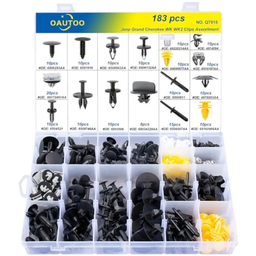 

183pcs for Jeep Grand Cherokee WK WK2 2005-2019 Auto Body Interior and Exterior Retainer Fastener Clip Assortment