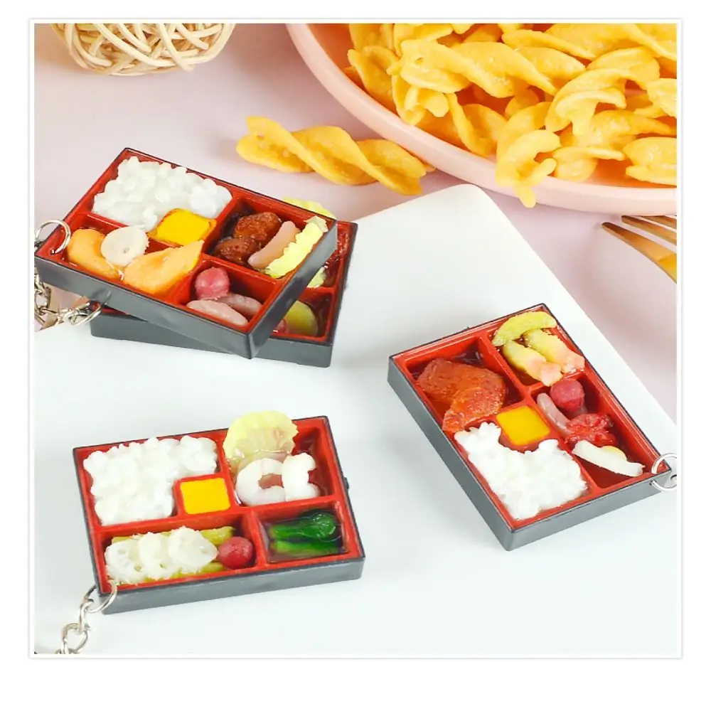 PVC Simulation Food Box Toy Keychain Scene Model Sushi Box Lunch Dollhouse Mini Sushi Keychain Miniature Creative