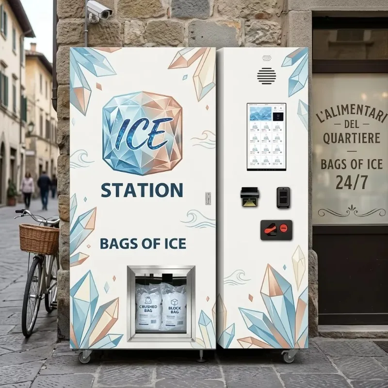 Outdoor Automatic Ice Vending Machine Purified Water Ice Cube Vending Machine Ice Maker Vending Dispenser For Commercial Use