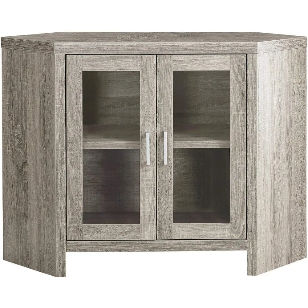 I Corner with Glass Doors TV Stand, 42", Dark Taupe