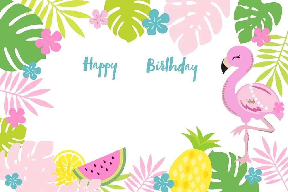 커스텀 플라밍고 파인애플 수박 꽃 잎 배경, 컴퓨터 인쇄 파티 용품, 사진 스튜디오 배경