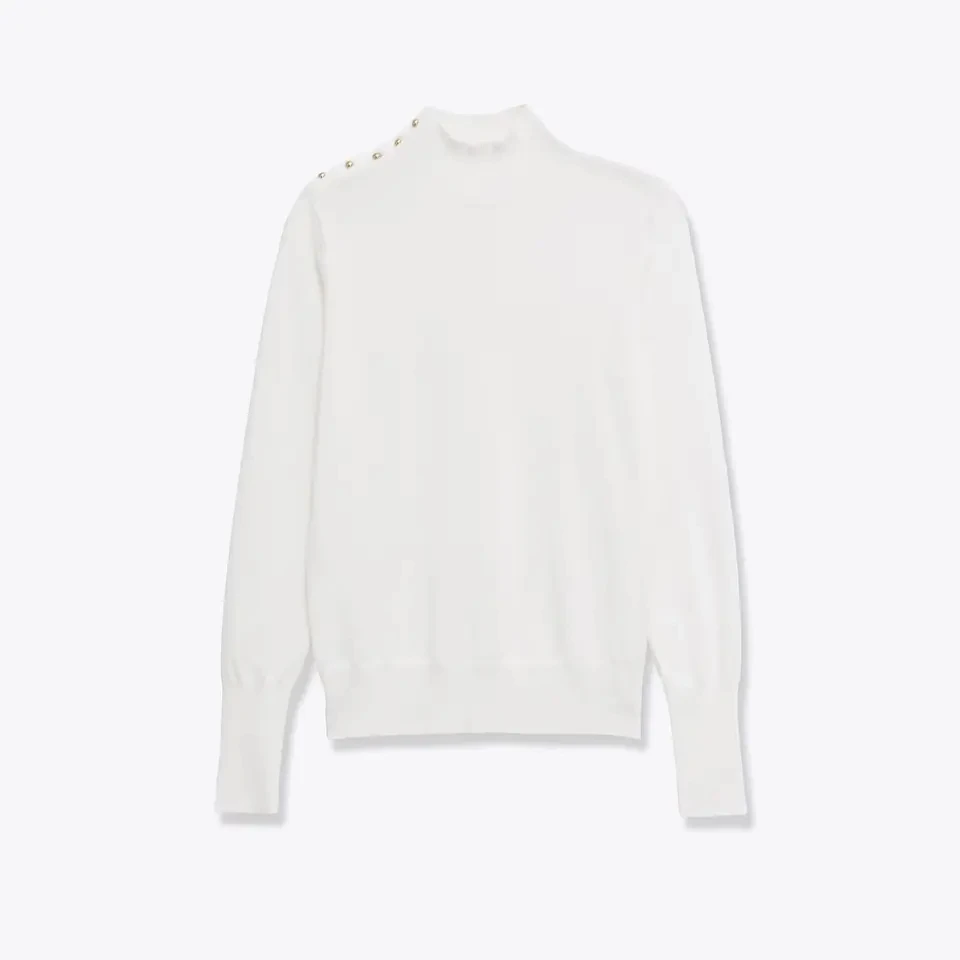 

2026 New Fashion Elegant High Neck Button Decoration Women Top Off White Black Gray Wine Red Multi Color Optional