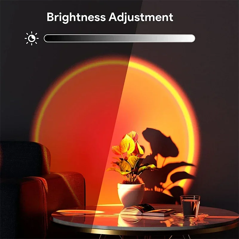 16 Colors RGB USB Sunset Light Mobile Phone Self Photography Light LED Rainbow Neon Night Light Projector Photography Wall Lamp