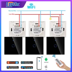 WiFi Smart Switch Intermediate Stair Switch Glass Wall Touch Switches RF433 Remote Control Tuya Alexa Google Home Bingoelec