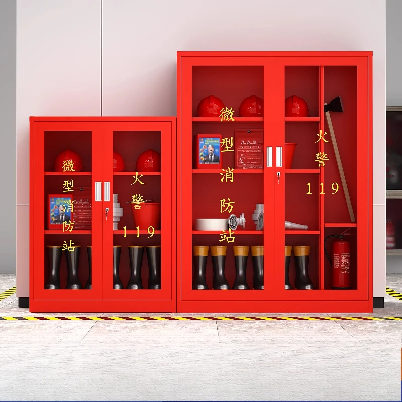 

Miniature fire station fire cabinet glass box full set of fire equipment cabinet