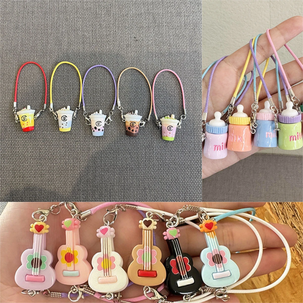 Adecuado para muñeca Labubu de 15-17cm, Mini ropa bonita, decoración, modelo de cámara DIY, taza de té de la leche, accesorios colgantes de Donut para guitarra