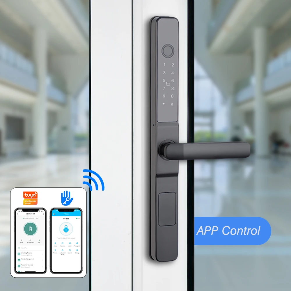 TUYA Intelligent Door Handle Lock WiFi App Fingerprint Biometric for Home Use Waterproof with Password and Code Functions