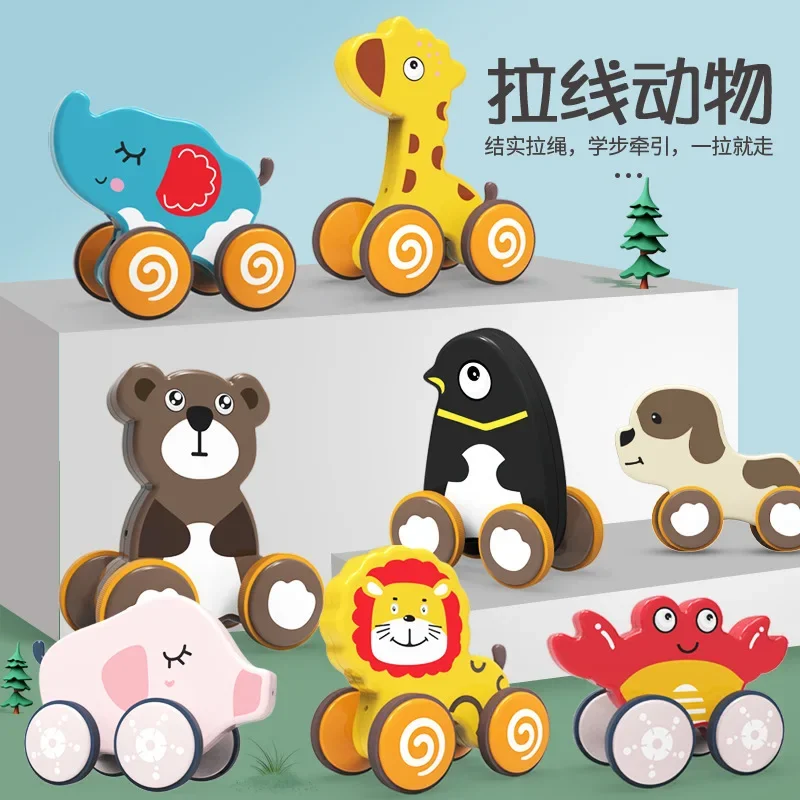 

Children's Dragging Toy Driver Pulling Rope Animal Cart Baby Puzzle Early Education Walking Toy игрушки для мальчика brinquedos