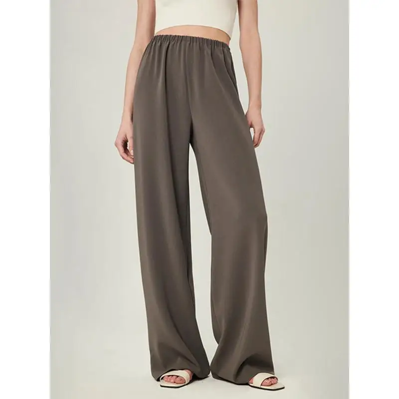 

Maxdutti Triacetate Wrinkle Resistant Straight Leg Pants For Women High Waisted Wide Leg Pants Elegant Satin Sleepwear Pants