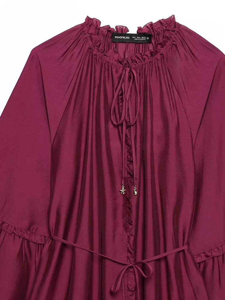 2025 verão sexy casual chique vestido feminino sólido em camadas manga longa rendas mini vestido nova moda vestido feminino