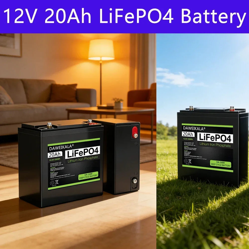 LiFePO4 Battery Pack 12V 20AH Built-in BMS Lithium Iron Phosphate Cells For Replacing Most of Backup Power Home Energy Storage
