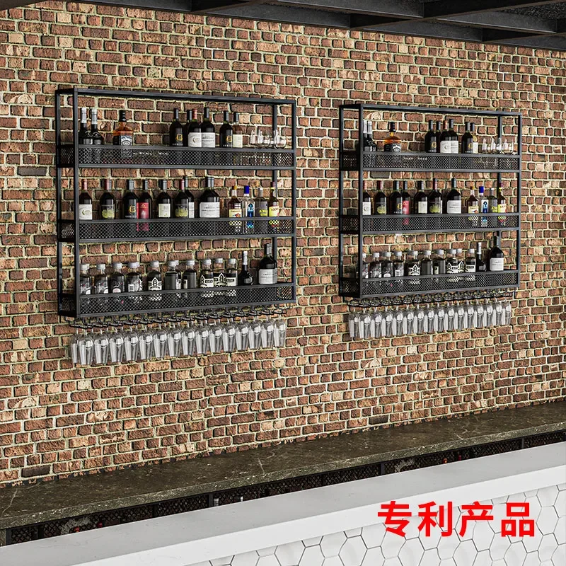 Furniture To Assemble Industrial Bar Bar Bottle Storage Home Liquor Bottles Showcase Wall Wine Shelf Movable Commercial Holder