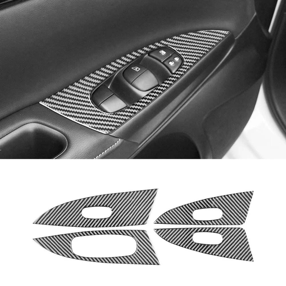 Carbon Fibre Window Lift Switch Button Cover Trim for Nissan Sentra Sylphy 2016-2019 Accessories