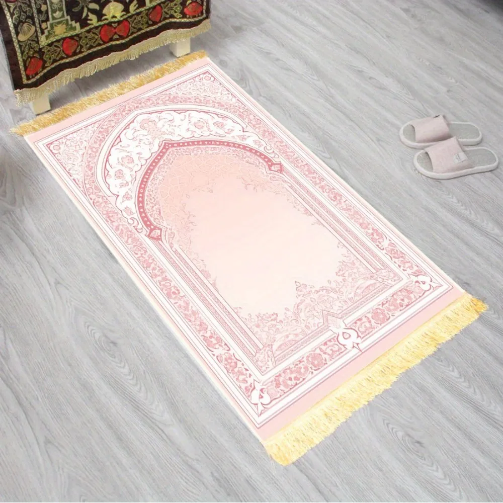 2026 Hot Sale Polyester Muslim Prayer Rug, Portable Non-Slip Islamic Salah Mat, Soft Worship Carpet for Muslim Home Travel