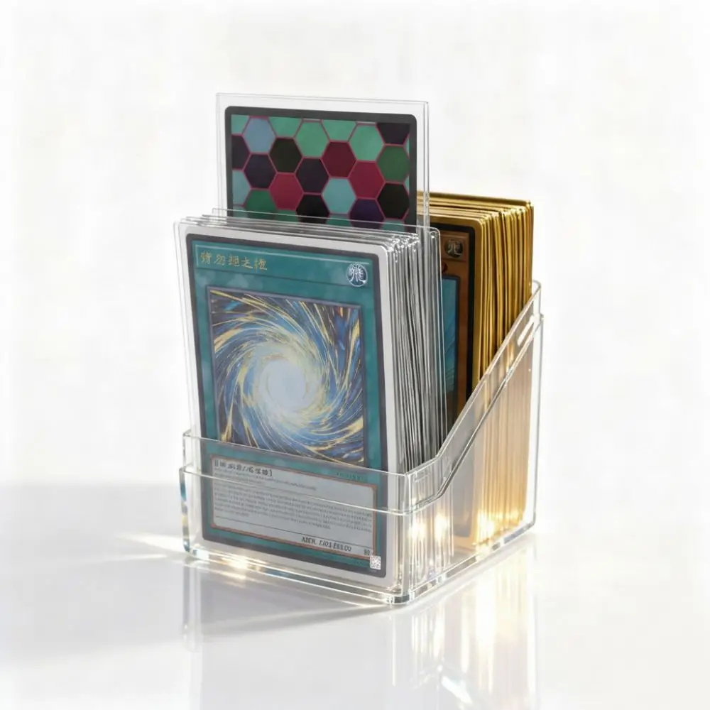Acrylic Card Storage Box Transparent Secure Storage TCG Deck Box Stackable 100PCS Capacity Acrylic Card Case