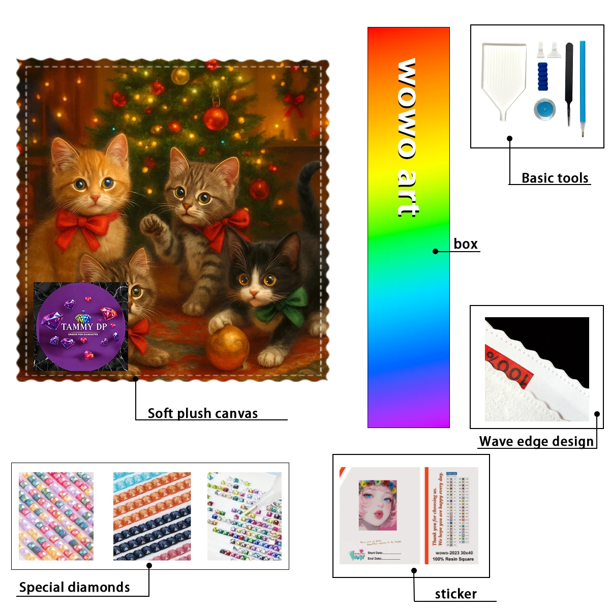 

【TAMMY Diamond Art】kindle of kittens Crystal AB Rhinestone FD Rhinestone Perfect Resin Diamond
