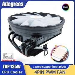 4 Heat Pipes CPU Cooler 4Pin PWM 120MM  For Intel LGA 1366 1150 1151 1155 1156 1200 1700 2011 X79 X99 AMD AM3 AM4 AM5 ventilador