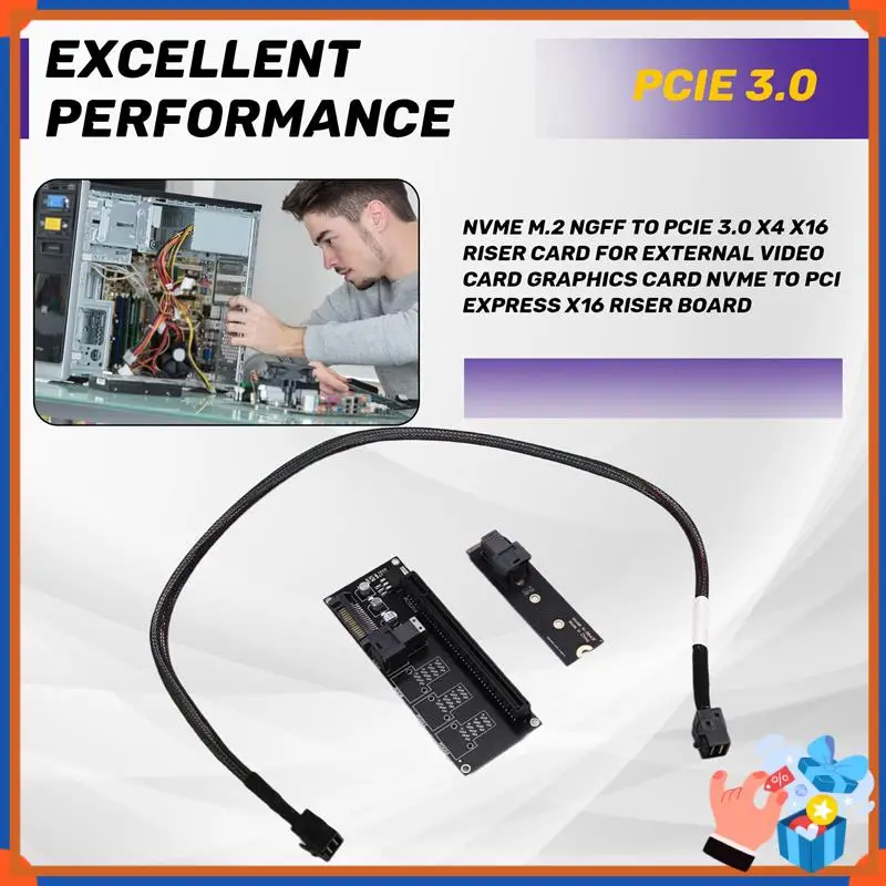 

Компактная высокоскоростная переходная карта Nvme M.2 To Pcie 3.0 X4/X16 для внешних видео и видеокарт