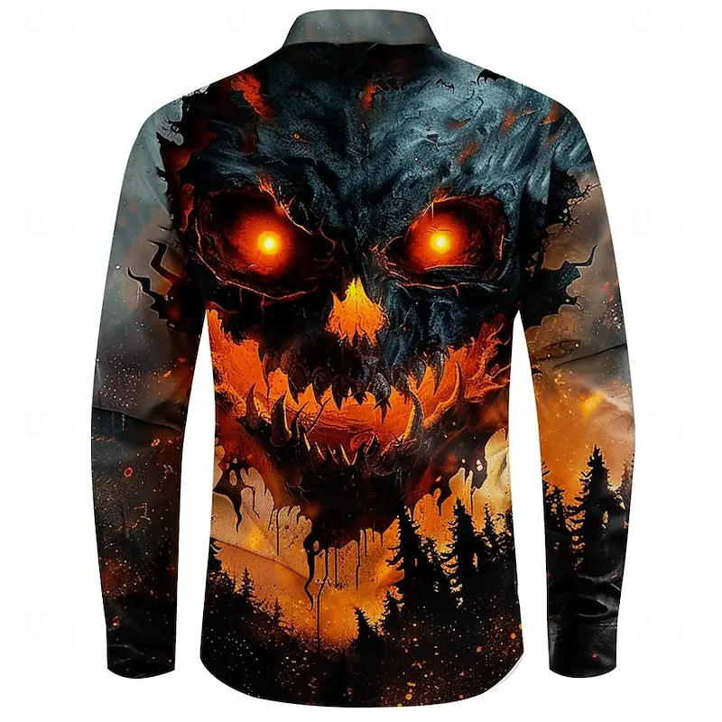 Halloween animal fashion new men's shirt 3D high-definition pattern dress up shirt fashionable casual comfortable shirt plus siz