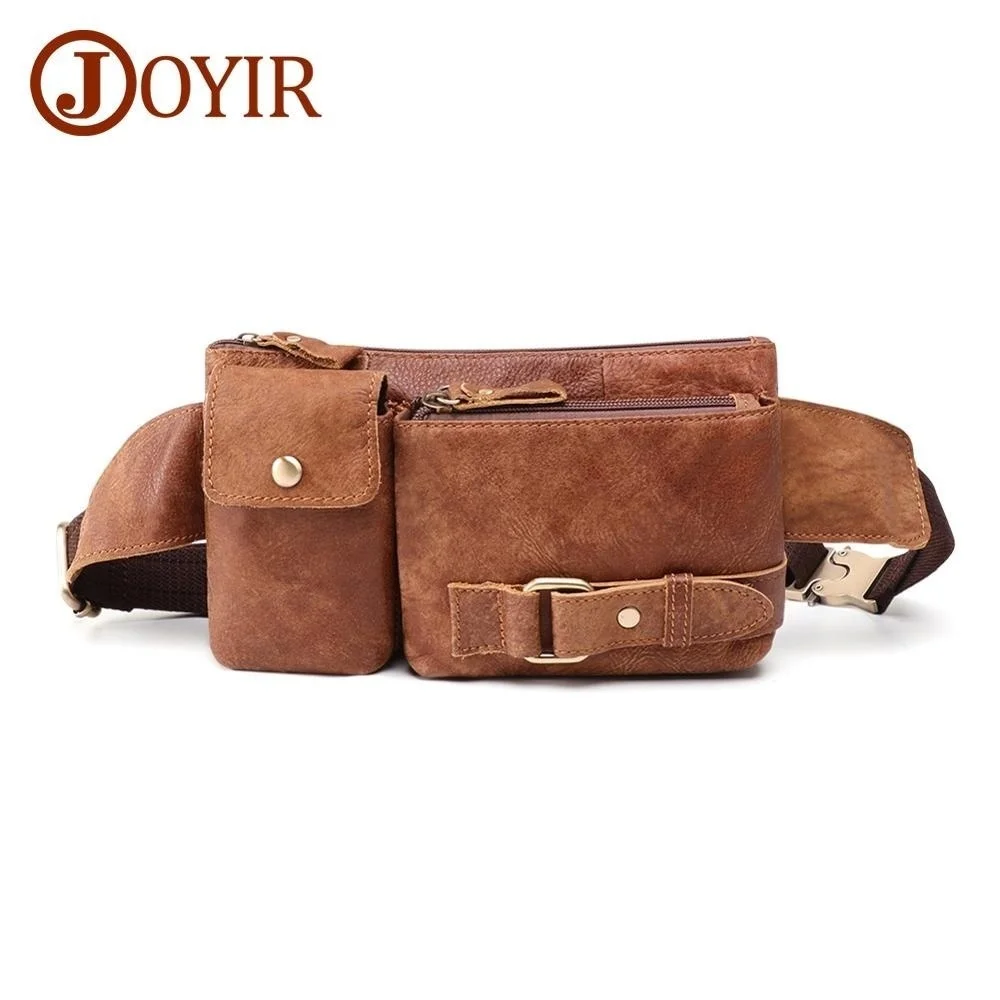 Genuine Leather Waist Bag Multi-function Men Pack Funny Belt For Phone Pouch Bolso Vintage Chest