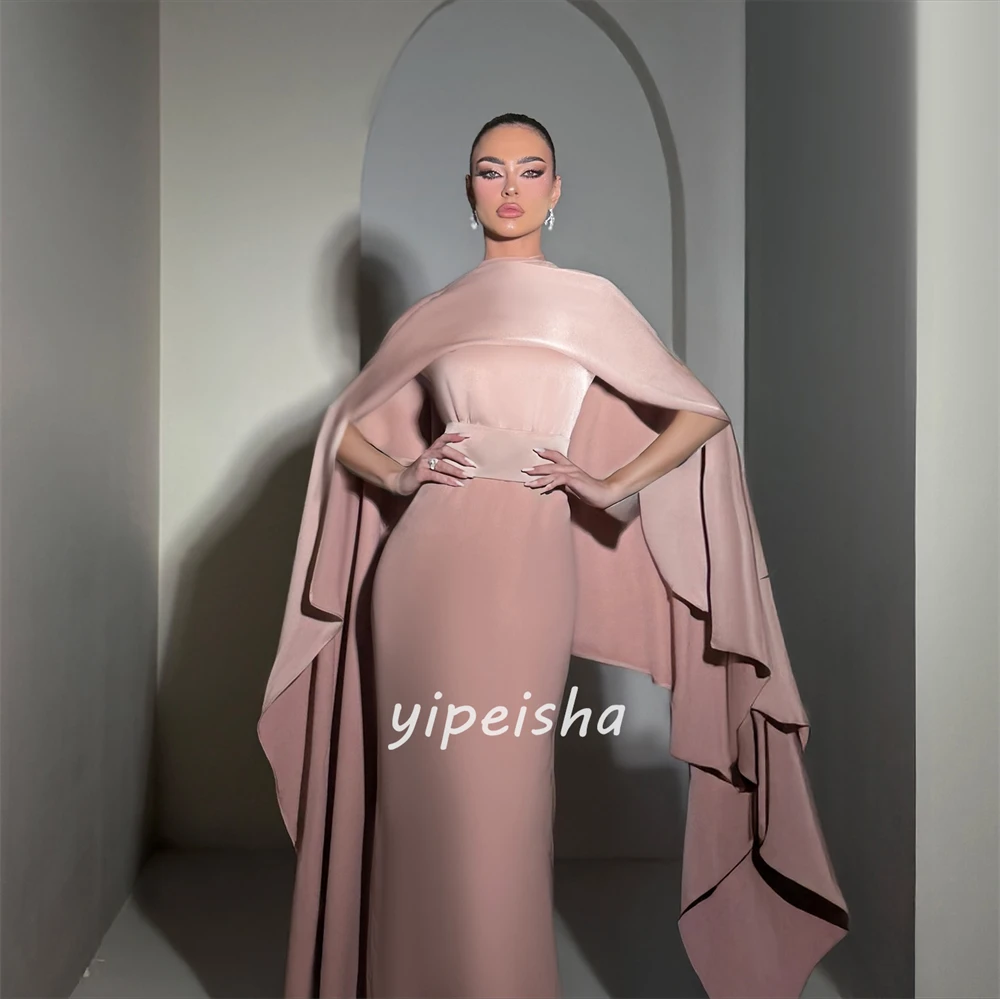 تخصيص أزياء عالية الجودة Ruched الطية مستقيم مغرفة الرقبة فساتين طويلة مخصص فساتين المناسبات الأحجام المتاحة مطابقة