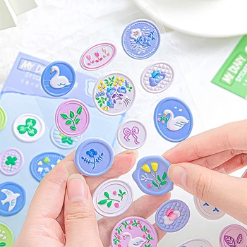 18 unids/set Kawaii sello de cera pegatinas sobres sello pegatina DIY Scrapbooking diario planificador decoraciones papelería coreana Oficina
