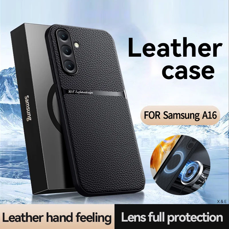 For Samsung Galaxy A16 A15 A25 A35 A34 A55 4G 5G Case Luxury Leather Skin-friendly Waistline Back Cover Shockproof Bumper Funda