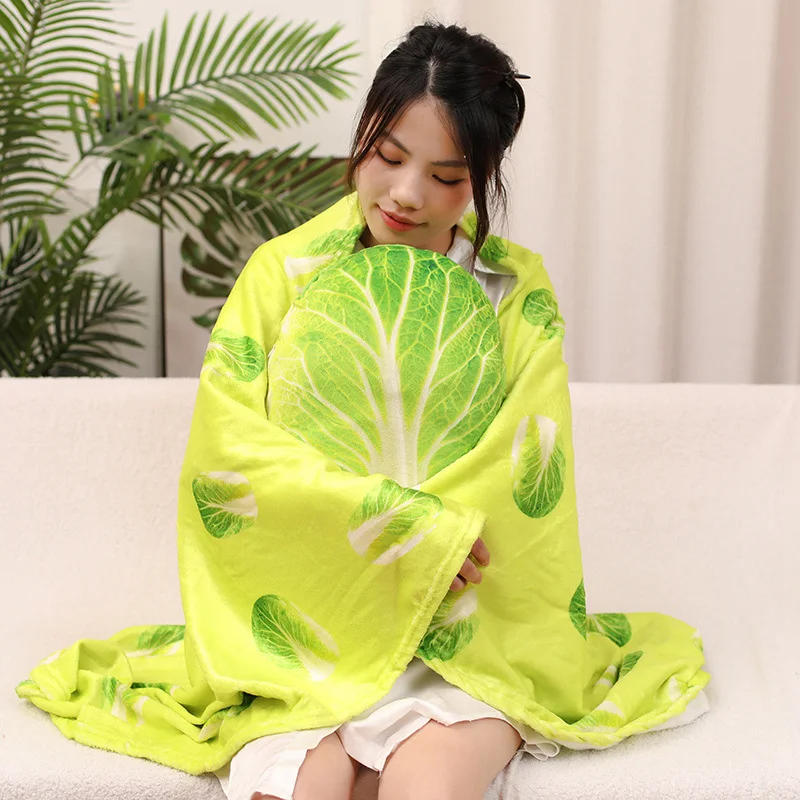 

Vegetable Plush Pillow with/without Flannel Blanket Cabbage Potato Carrot Watermelon Pepper Like Real Cushion Soft Throw Pillow