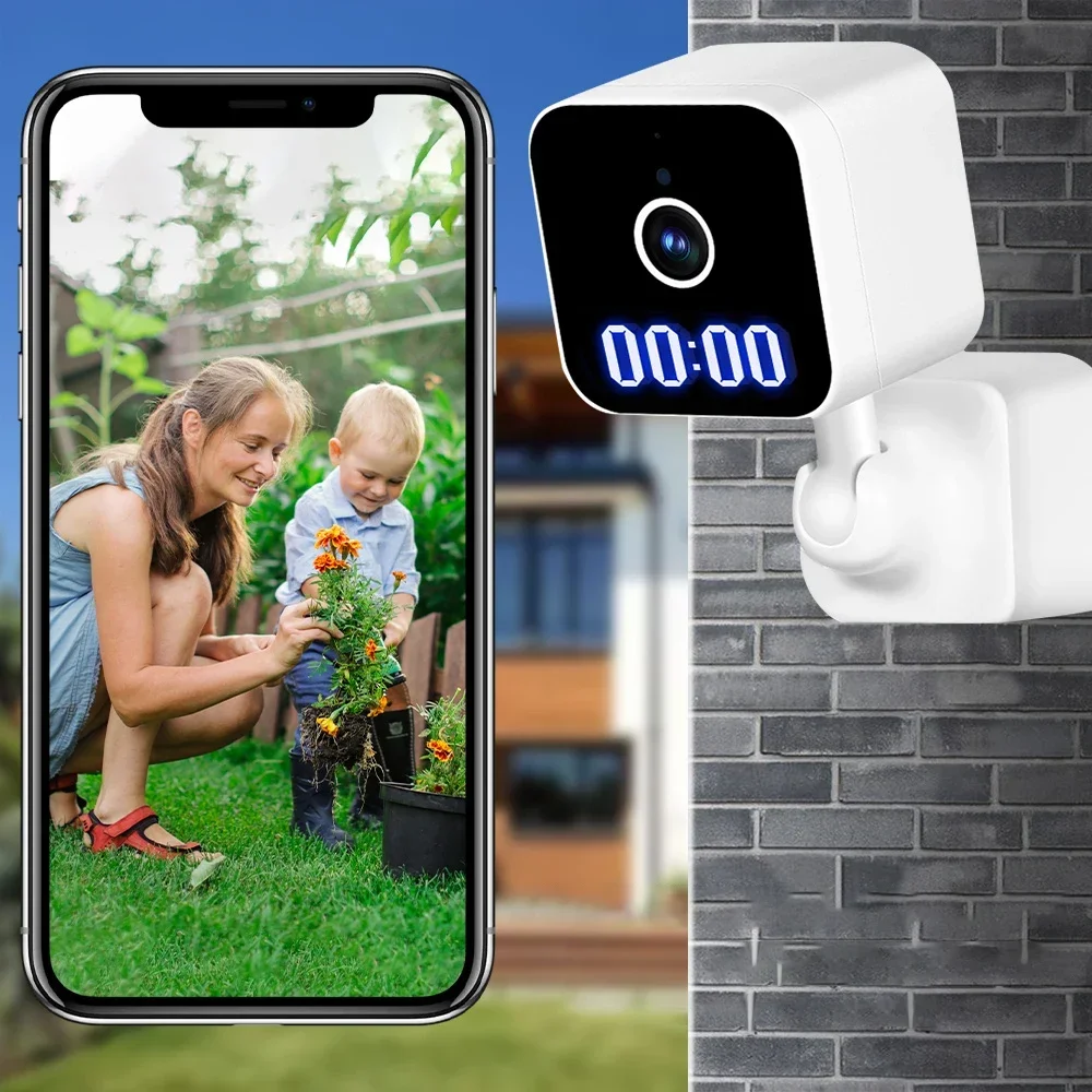 Digital Clock TuyaSmart APP Control for Baby/Pet/Dog WiFi Plug in Security Camera IR Night Vision 1080P HD Motion Detection with