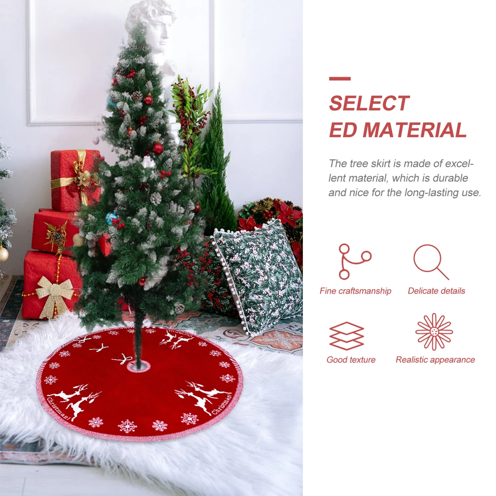 

Christmas Tree Skirt Knitted Christmad Red Holiday Decoration Crochet Cute Quilted Christmass