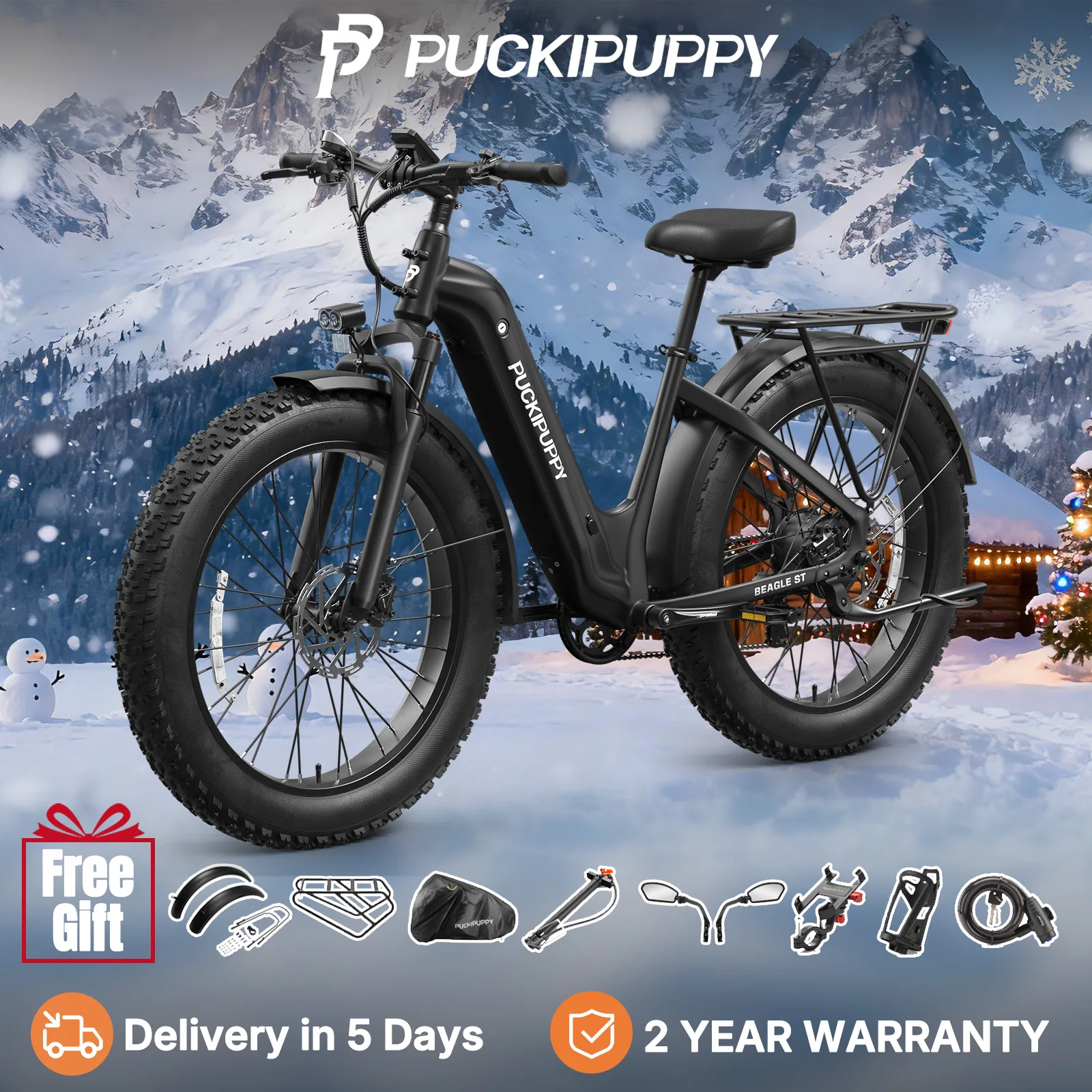 

PUCKIPUPPY Beagle ST Electric Bicycle 960W 48V 15AH Electric Bike 26" Fat Tire Electric Mountain Hunting Bike Off-Road Ebike