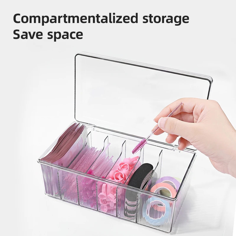 Caixa de armazenamento de cílios com tampa, ferramenta de organização de cosméticos de mesa, acrílico transparente, suporte exclusivo para suprimentos de maquiagem