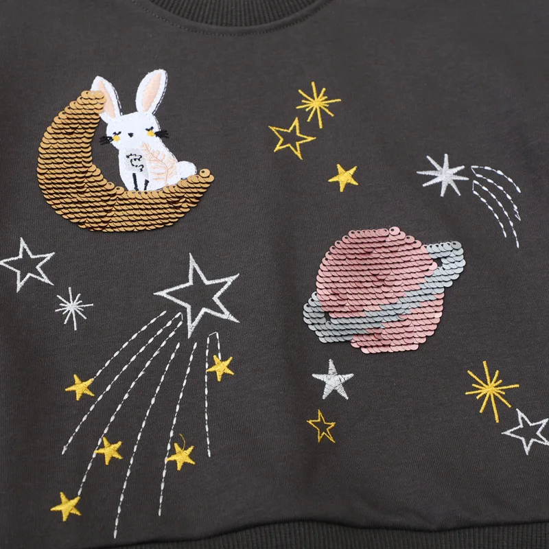 Jumping Meters 2-7T Hot Selling Princess Girls Dresses Moon Bunny Stars Mesh For Autumn Spring Long Sleeve Children\'s Clothes