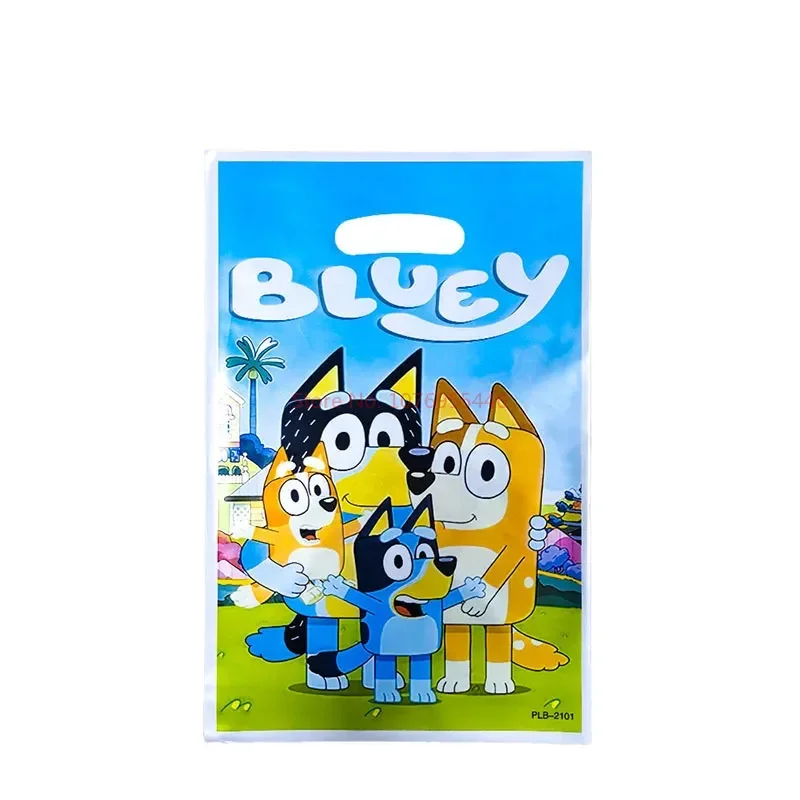 50pcs New Cartoon Bluey Dog Gift Bag Cute Bingo Snacks Baked Self-sealing Plastic Bag Birthday Gift Packaging Handbag