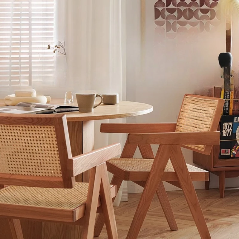 

Medieval wabi sari solid wood rattan dining chair