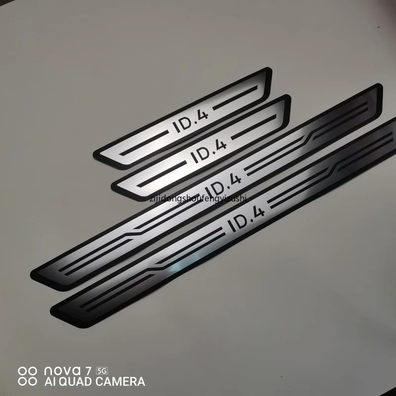 ل VW Volkswagen ID.4 الفولاذ المقاوم للصدأ عتبة الباب لوحة بالية ترحيب دواسة اكسسوارات السيارات #4