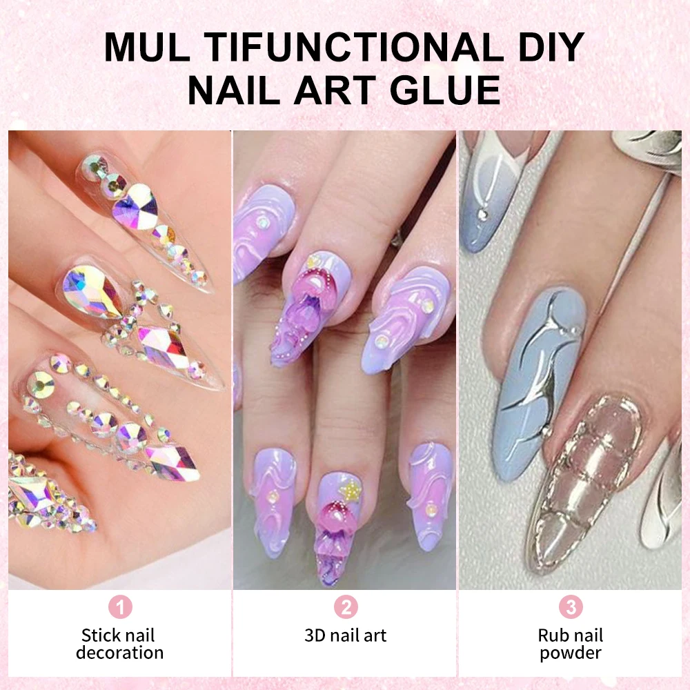 30g Nail Rhinestone Glue for Nail Charms Super Strong Gel Glue 3D Nails Bling Gel for Decoration Gems Nail Art Jewel Diamonds